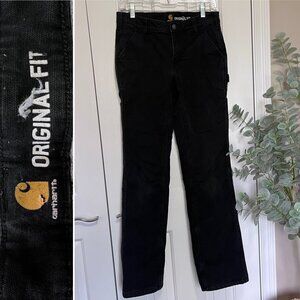 Carhartt Fleece Lined Cargo Jeans Womens 4 Tall Black Original Fit Work Pants